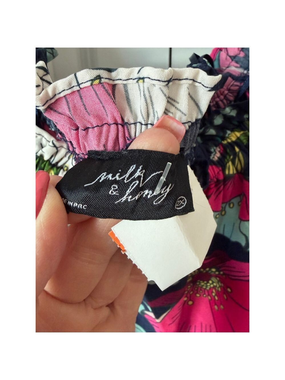Milk & Honey Navy Floral Off-Shoulder Blouse 2X - Picture 6 of 8
